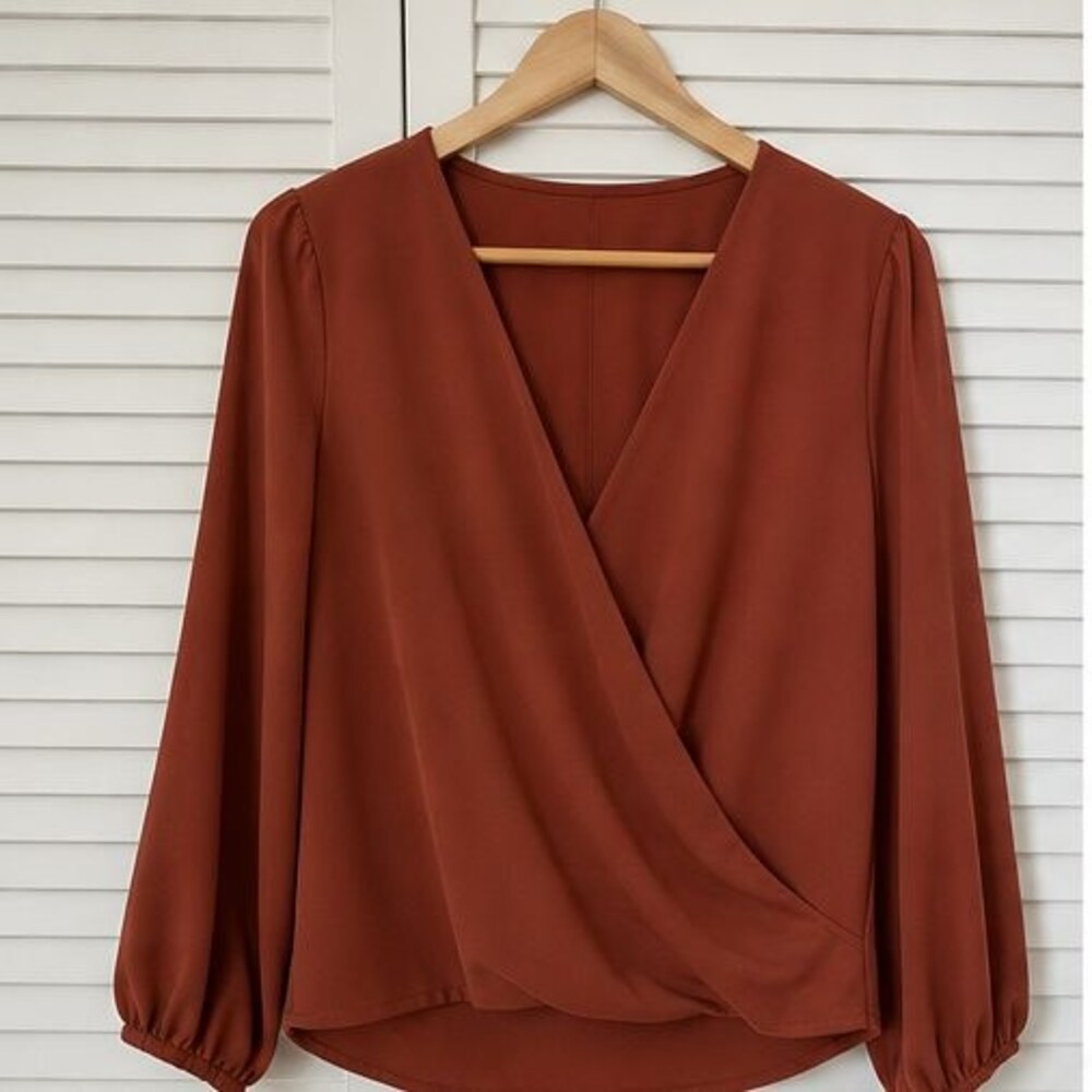 Rust Ruffle Blouse
